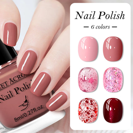 6pcs/set 8ml Water-Based Nail Polish Long Lasting Quick Drying No Lamp Cure Nail Supplies Vernis for Nails Manicure