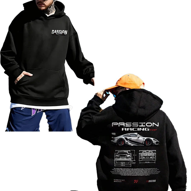 3D Car Print Men's Fashion Long Sleeve Casual Sports Hoodie Sweatshirt, Suitable For Autumn And Spring Outdoor Sports