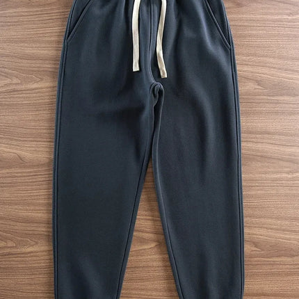 Autumn Winter New American Retro Thick Knitted Sweatpants Men's Simple Elastic Waist Drawstring Sport Casual Ankle-tied Pants