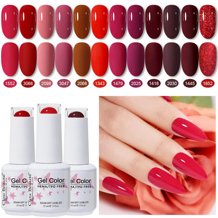 Clou Beaute 15ml Nail Gel Polish Vernis Semi Permanent UV LED Lamp Lakiery Hybrydowe Hema Free Red Nail Art Gel Lacquer Gel