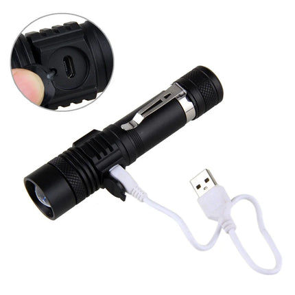 Ultra Bright LED Flashlight Rechargeable Aluminum Alloy Lamp with Clip Portable T6 Tactical Torch Outdoor Camping Hiking Cycling