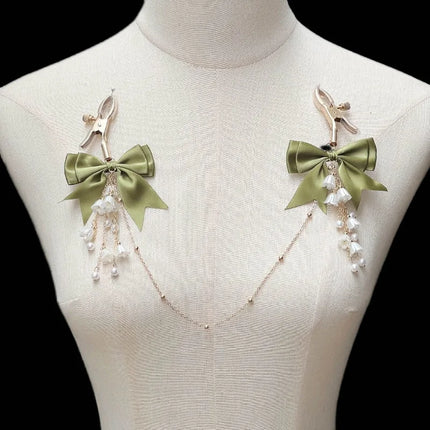 Bow-Knot Wind Chime Nipple Clamps Erotic Accessories SM Training Breast Restraint Fetish Adult Sex Toys Sexy Chest Chain Sucker