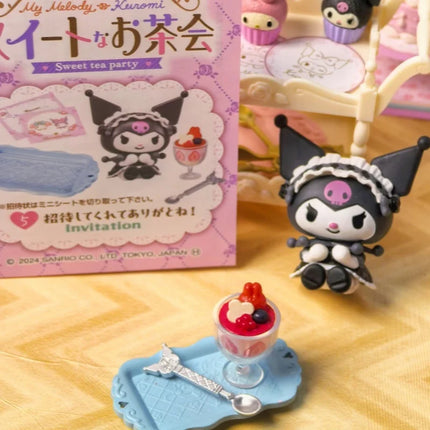 Original Re-Ment Sanrio Miniature Scene Kuromi Melody Afternoon Tea Party Dessert Blind Box   Anime Character Toys Decoration