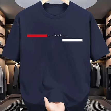 Simple Fashion Striped Graphic T-Shirts for Men, Summer Casual Letter-Printed T-Shirts, Loose Streetwear Harajuku Tees Tops