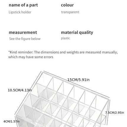 24 Grid Lipstick Holder Acrylic Cosmetics Storage Box Can Store And Sort Lipstick Nail Polish And Jewelry Display Rack