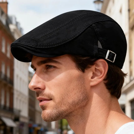 Classic British Newsboy Cap Soft Top Summer Hat for Men Trendy Casual Beret Flat Ivy Cap Soft Solid Color Driving Cabbie Hat