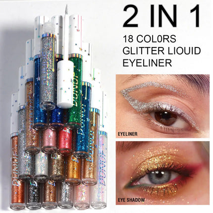 1PC Shiny, Colorful, Quick-drying, Blasting, Waterproof, Vibrant Liquid Eyeliner and Eyeshadow, Ideal Holiday Gift Collection