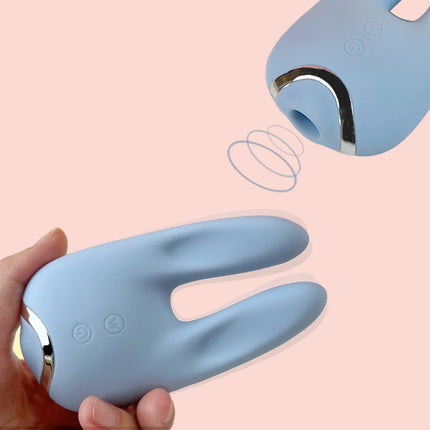 Blue Bunny Vibrator Dual Motors Quiet Suction & Vibration Powerful Clitoral Massager for Women Popular Sex Toy for Girls