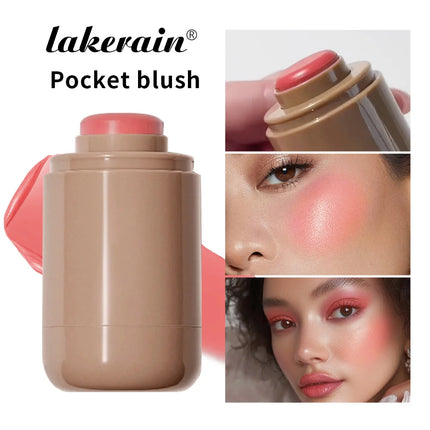 Lakerain Blush Stick Cheek Lip Tinted Moistured Long-wearing Flush Blusher Silky Brighten Blush Cream Cosmetics Matte Nakeup