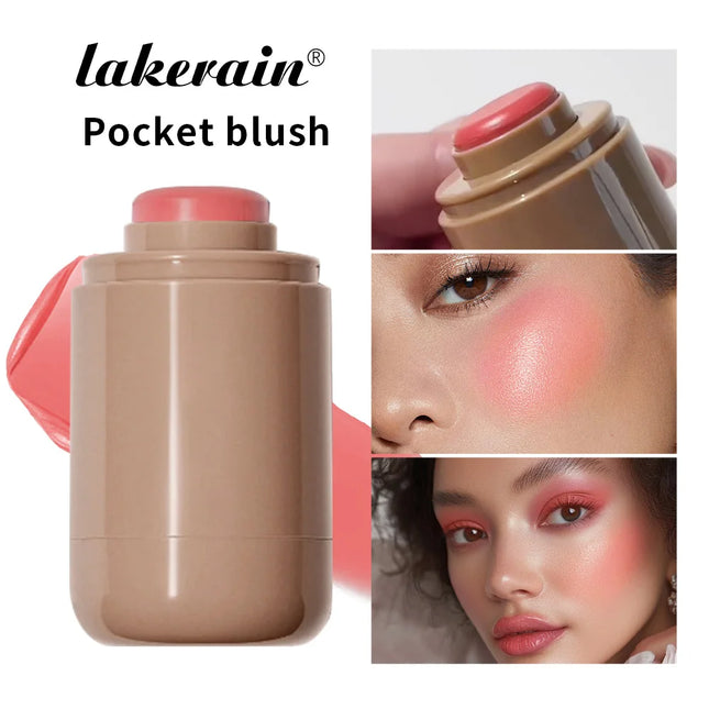 Lakerain Blush Stick Cheek Lip Tinted Moistured Long-wearing Flush Blusher Silky Brighten Blush Cream Cosmetics Matte Nakeup