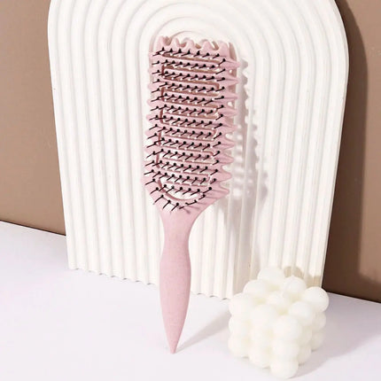 2026 Curling styling brush - hollow massage comb, nylon mane, ABS plastic handle, comfortable grip Special for real hair wigs