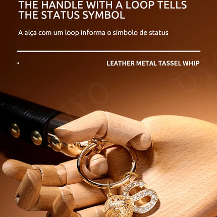 BDSM vintage leather loose whip metal rivet vintage openwork clock S exclusive nameplate slave game leather whip couple SP whip