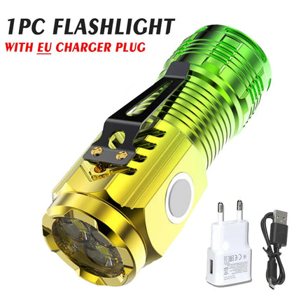 3LED Strong Light Flashlight Rechargeable Multi functional for Long Range Portable Outdoor Home Mini Flashlight Cap Clip Light