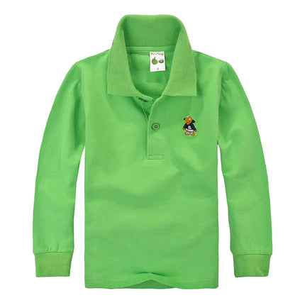 Classic Children's Long Sleeve Polo Shirt Pure Cotton T-Shirt Children Collar Top Baby Girls Base Layer Shirt Teenage Boys tops