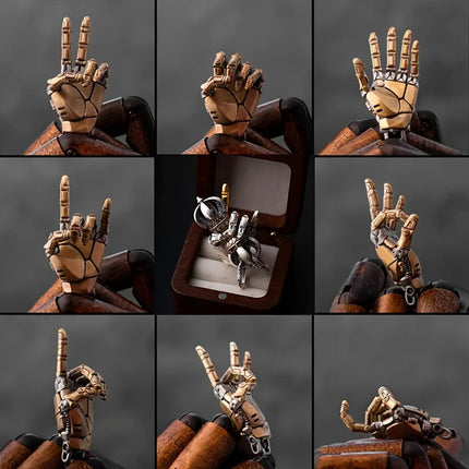 Mechanical Bionic Hand Pendant with Movable Fingers Steampunk Keychain Gothic Punk Robot Hand Jewelry Accessory Gift