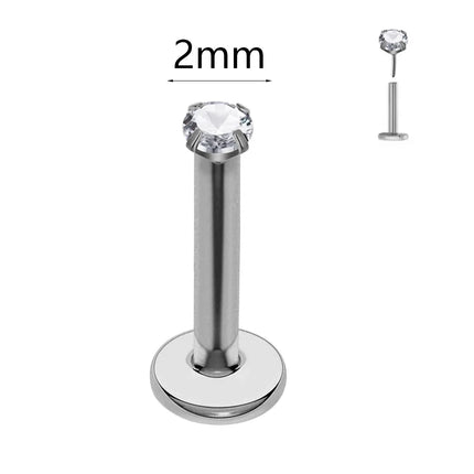 ASTM F136 G23 Titanium The ball Tragus Earring Threadless Piercing Heart Cubic zirconia Pin Daith Conch Push in Labret Stud