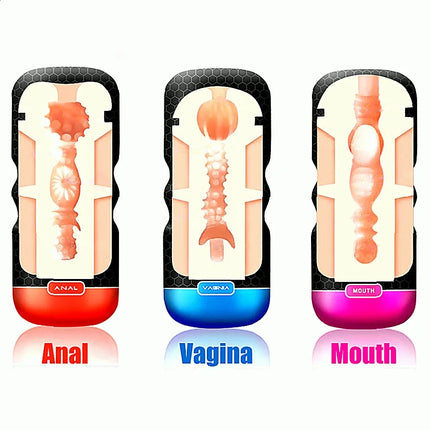 Powerful Sucking Masturbation Cup Realistic Anal Vagina Pocket Pussy Anal Vagina Pocket Pussy Blowjob Massager Male Masturbator