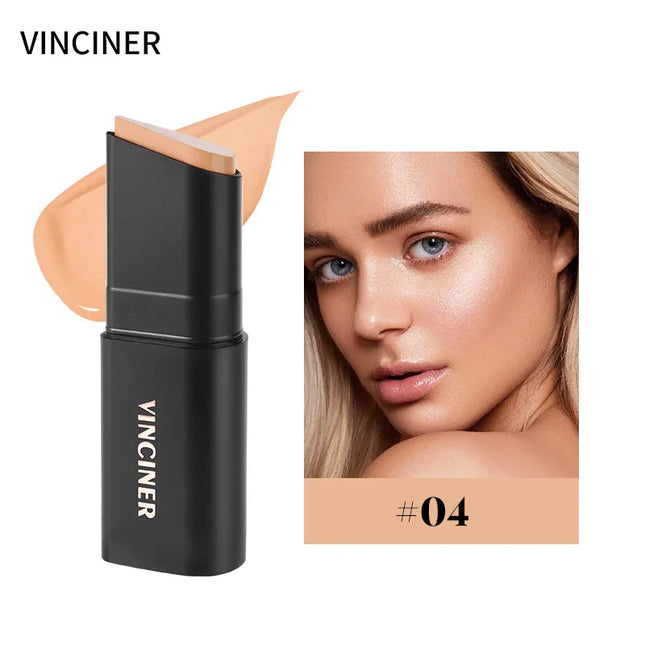 VINCINER Matte Stick Foundation Cream Long-Wear Waterproof Covers Dark Circles Full Coverage Concealer Stick for Base Makeup