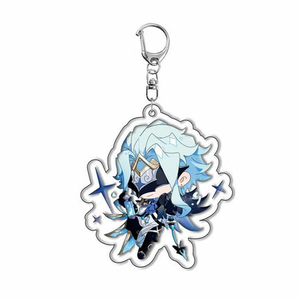 Genshin Impact Sigewinne Arlecchino Charlotte Keychain Anime Game Backpack Pendant Acrylic Accessories
