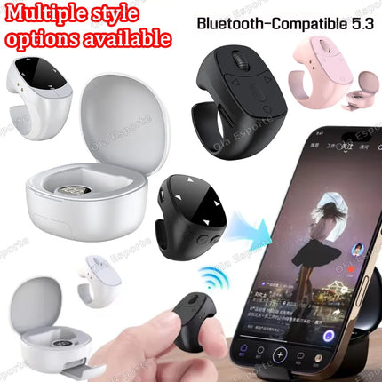 New Fingertip Remote Scrolling Ring Wireless Remote Control Camera Shutter Selfie Video Bluetooth 5.0 With Phone Stand smartring