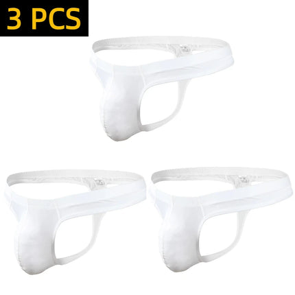 1/2/3 PCS Men Solid G Strings Thong Underwear Ice Silk Sissy Tanga Hombre Jockstrap Penise Bag Breathable Thin Men Underwear