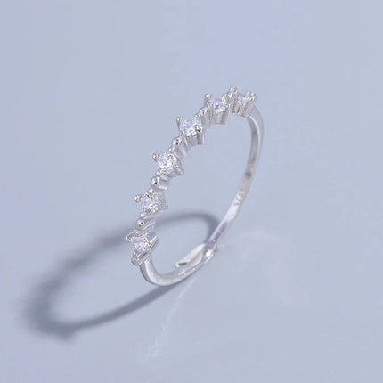 S925 Sterling Silver French Luxury Zircon Ring for Women,Simple Fashionable Jewelry Gifts Accessories Wholesale Dropshipping