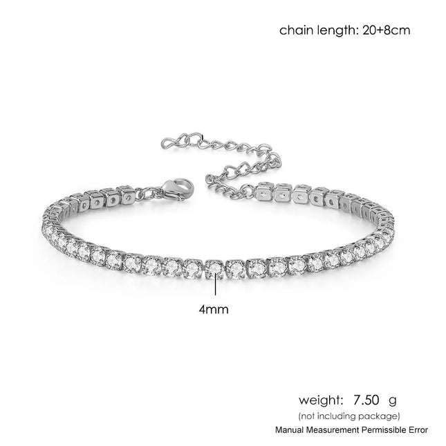 Iced Out 4MM Zircon Tennis Anklet Bracelet for Women Dazzling Bracelet on The Leg Chain Sexy Decoration on Foot Fashion Jewelry