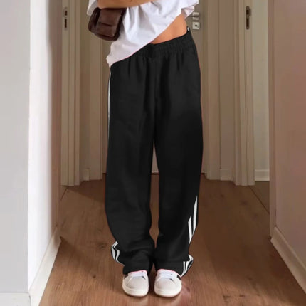 Women's Striped Y2K Pants - Loose Drawstring Sweatpants / Pantalon Femme Rayé Y2K - Jogging Ample Cordon