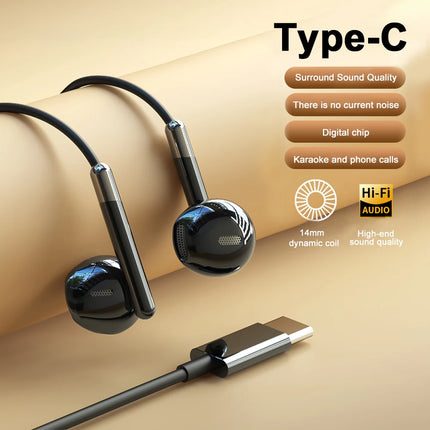 Type-C 3.5mm Jack Wired Headphones With Microphone For Samsung Galaxy S25 S24 S23 S22 S21 Ultra Note 20 10 USB-C Wired Earphones