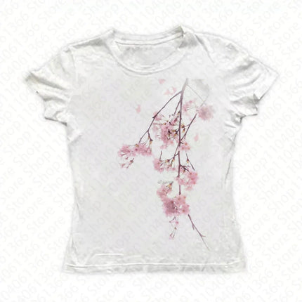 Aesthetic Gothic Punk Baby Tee Vintage Street Women Graphics Print Grunge T-shirt Y2k Clothes Cute Slim Crop Tops shirt Slim Emo