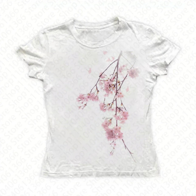 Aesthetic Gothic Punk Baby Tee Vintage Street Women Graphics Print Grunge T-shirt Y2k Clothes Cute Slim Crop Tops shirt Slim Emo