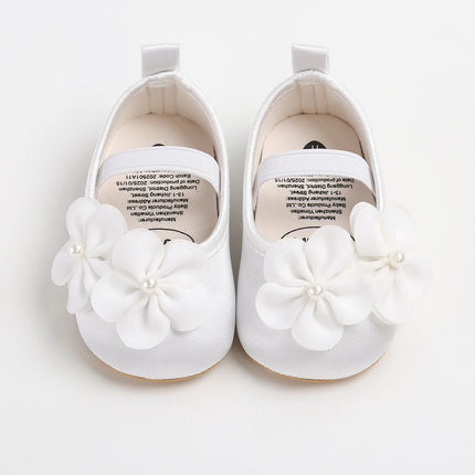 Baby girl shoes, princess children's shoes, soft soled anti slip pearl flower dress, children's shoes, first step 0-18M