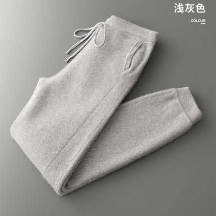 New Men Knitted Pleated Ankle Pants 100% Pure Wool Plane Thicken Pants Pocket Decoration High quality Warmth Ventilate Long Pant