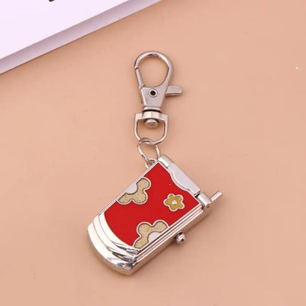 1 Piece Fashion Retro Cute Backpack Pendant Flip Phone Keychain Watch Hanging Watch Creative Gift