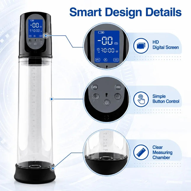 Electric Vacuum Penis Pump Penis Extender 4 Sucking Modes LED Display Rechargeable Cock Training Penis Extension Men's Sex Toy