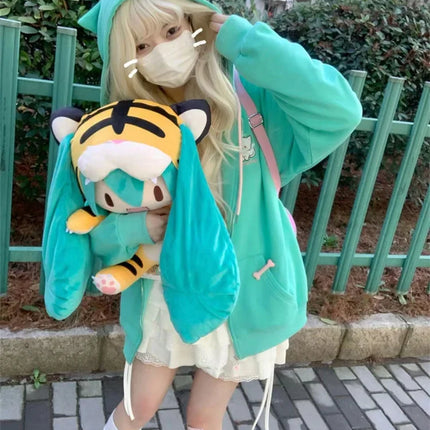 Kawaii Y2k Women Zip Up Vintage Gothic Streetwear Skeleton Print Hoodies 90s Harajuku Oversized Hip Hop Jacket Hoodie Clothes