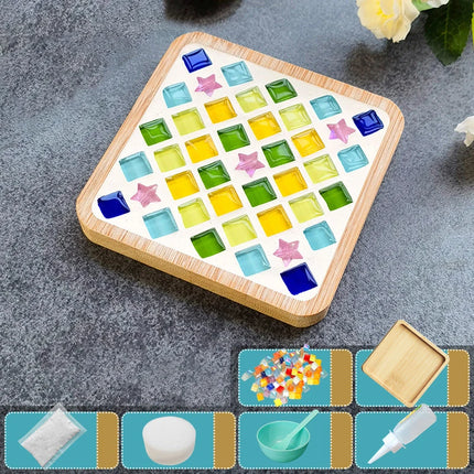 Handmade DIY Mosaic Cup Mat Bottom Bamboo Pad Early Education Free Creation Handicraft Toys