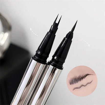 Waterproof Wild Eyebrow Pen 2/4 Separated Head Natural Brow Makeup Quick-Drying Creation of Ultra-Fine Lasting Liquid Eyebrow