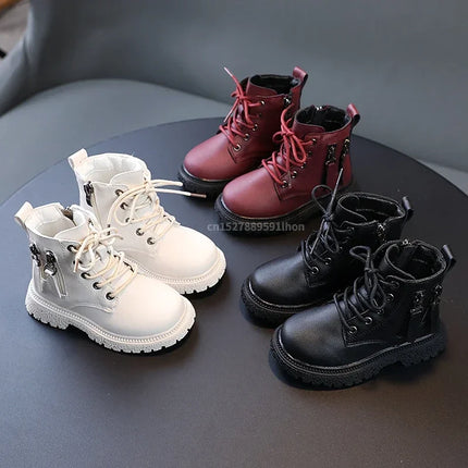 2025 Spring Autumn Winter Ankle Boots Light Girl Platform Shoes Burgundy Beige Black Boys Short Boots Super Cozy Shoes