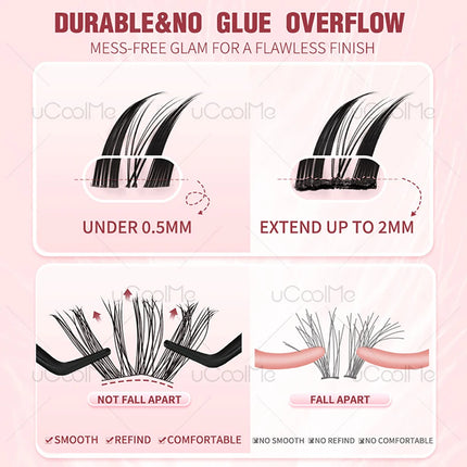 uCoolMe Fairy Manga Lashes Home DIY Invisible Band Eyelash Extension Beginner Friendly Anime Eyelashes Cluster Makeup For Girl