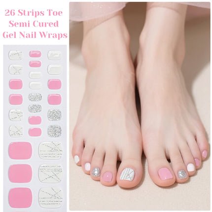 Gradient Auroras Semi Cured Gel Nail Strips Sparkly Shinning DIY Gel Polish Stickers for Nails Works with UV/LED Nail Lamps