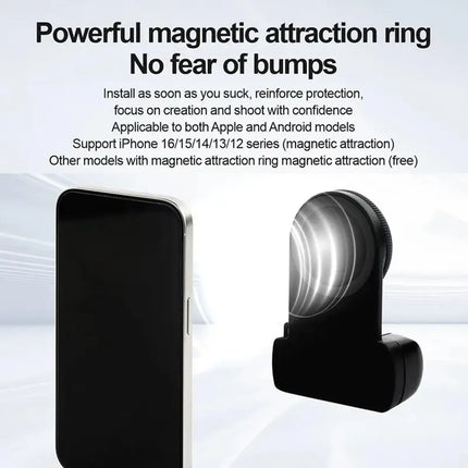BBC-9 For Magsafe Phone Selfie Fill Light Magnetic Handle 5-step Adjustable Rear Camera Selfie Ring Light Remote Control