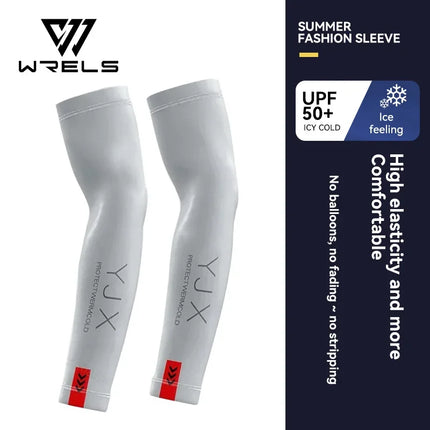 Summer Cycling Arm Sleeves UV Protection Ice Silk Arm Cover Breathable Quick Dry Cooling Hiking UPF50+ Sweat Absorb Arm Cover