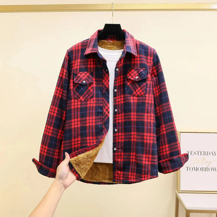 Thickened Fleece Winter Shirt Jacket for Women Casual Style Plus Size Slimming Design Versatile Autumn Winter Collection