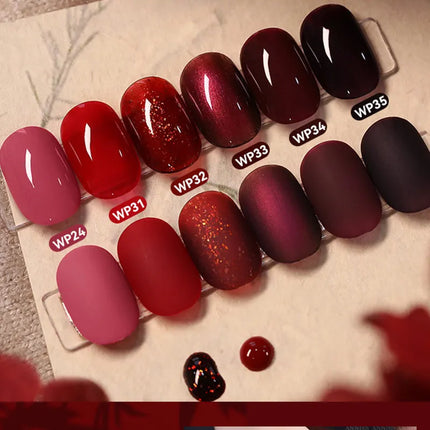 LILYCUTE 7ml Water-based Nail Polish Red Glitter Sequins Long Lasting Quick Drying No Need of Lamp to Cure Vernis for Nails