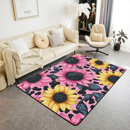 Striped Red Leopard Area Rug, Color Block Wild Animal Hide Print, Non-Slip Washable Mat for Living Room Sofa Dining Room Indoor