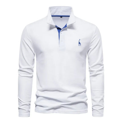 Spring New Style Men's Cotton POLO Shirt Casual Long Sleeve Turn-down Collar Embroidery Deer Fashionable Breathable Polo Top