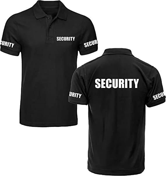 Security Polo T-Shirt Men High-Quality Uniform Workwear Short Sleeve Black Graphic Polo Shirt Size Printed Vintage Summer