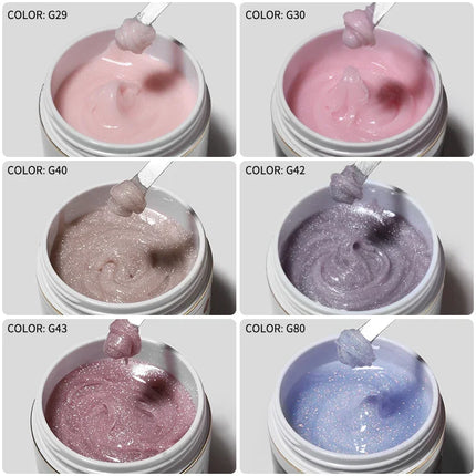 MSHARE 50g Shimmer Pink White Acrylic Gel TPO Free Glitter Shiny Extension Acryl Hard Gel Nails Sculpting Construction