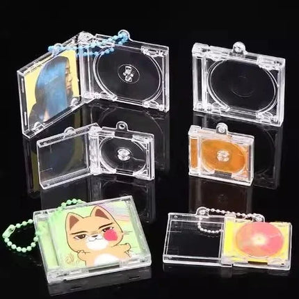 1/50pcs Clear Peripheral Commemorative Album Blank Mini CD Case Pendant For DIY Keychains Backpack Hanging Decoration Keyrings
